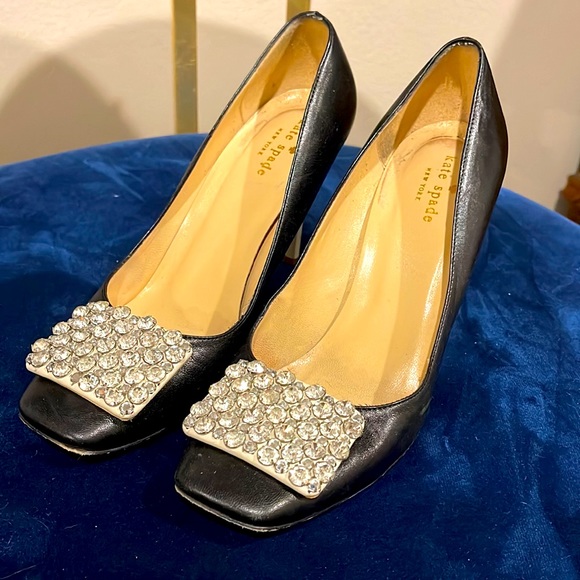 Kate Spade Black Pumps with Crystal/Rhinestone “Buckle” - Picture 1 of 9